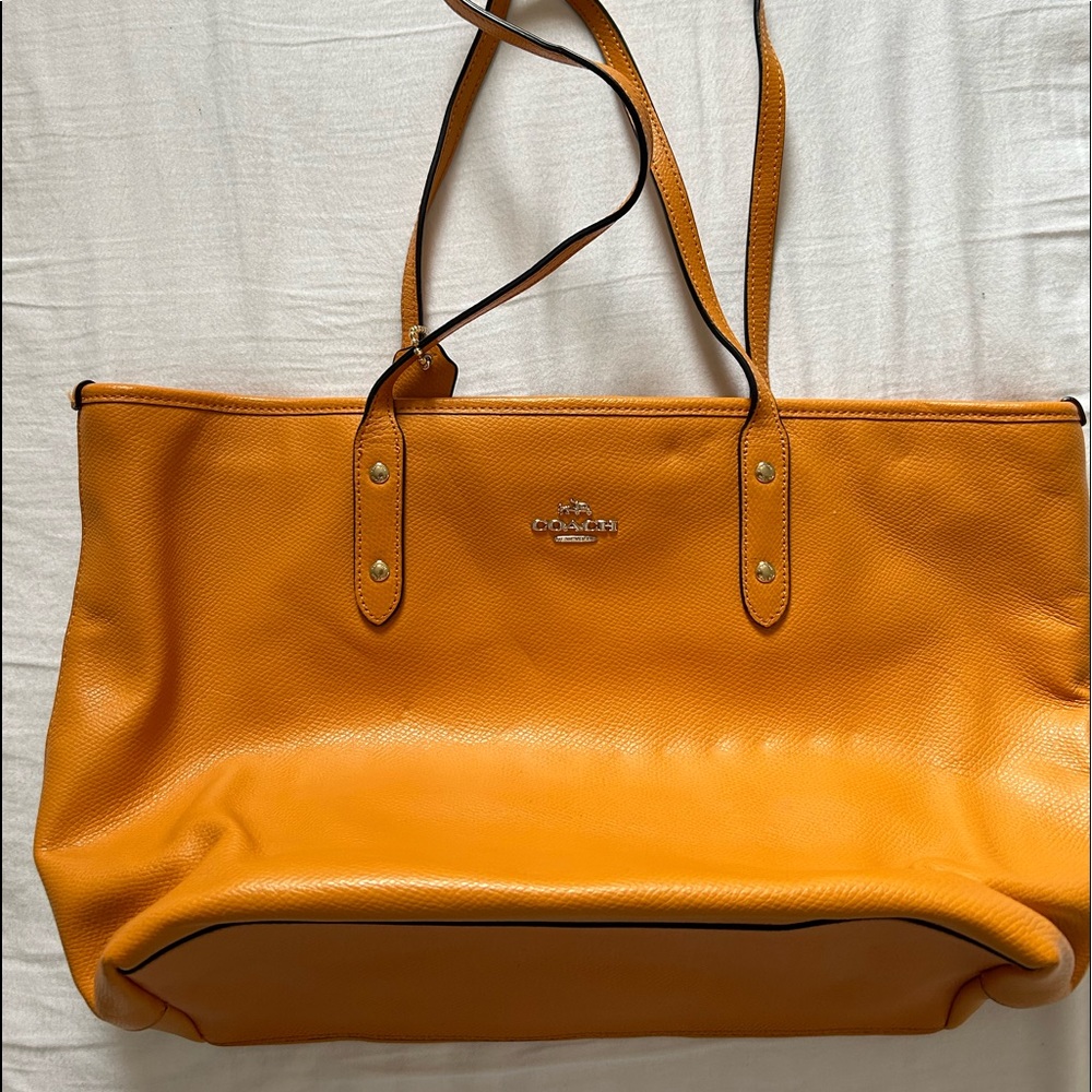 Leather Coach Orange Peel Yellow